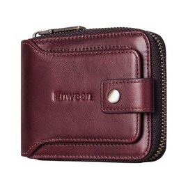 Enwaen Mens Wallet with Zipper, RFID Blocking Secure Genuine Leather Bifold Zip Around Wallets Multi with Credit Card Holder