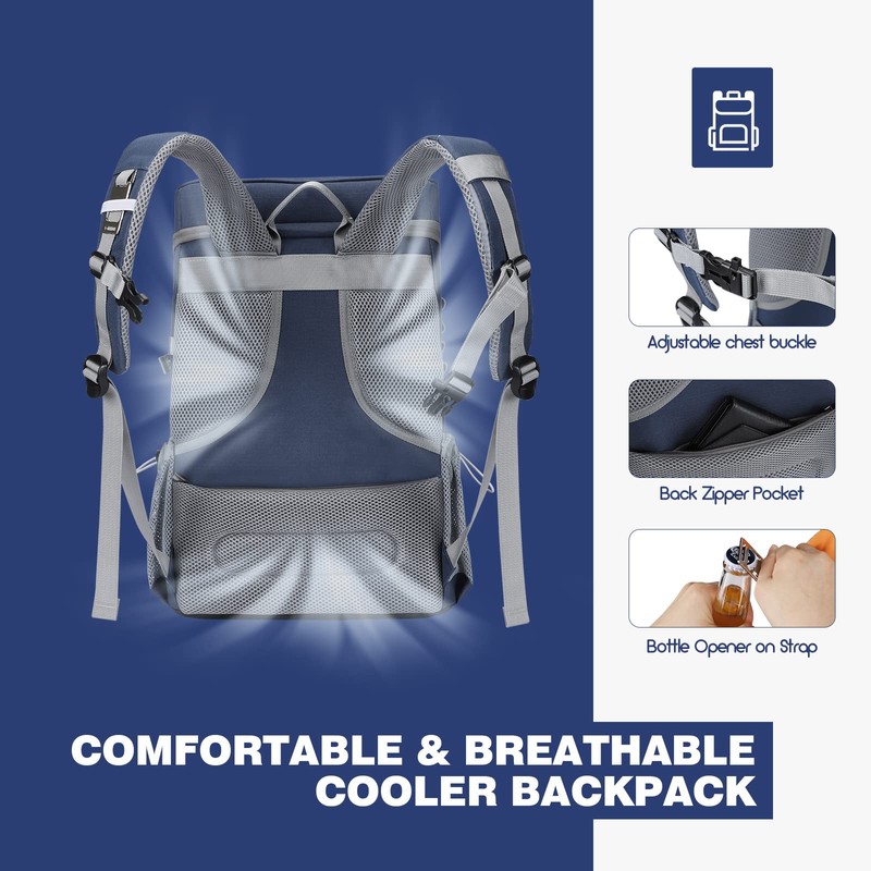 Maelstrom Cooler Backpack,35 Can Backpack Cooler Leakproof,Insulated Soft Cooler Bag,Beach