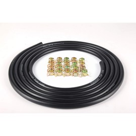 CocoMocart 10-Foot Length Stretchy 1/4 Inch ID Fuel Line+20pcs 2/5" ID Hose Clamps for Kawasaki Kohler Briggs & Stratton Small Engines