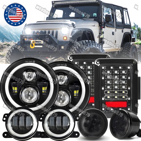 Unbranded For Jeep Wrangler 07-18 JK 7" LED Headlight Tail