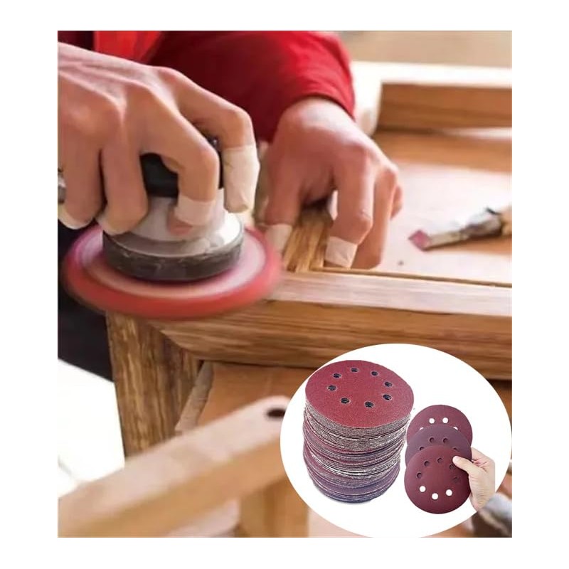 Nutabevr Set of 80 Velcro Sandpaper, 8 Holes, Random Orbital