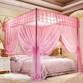 Full Size Canopy Bed Frame,Stainless Steel Bed Canopy Frame Attachment,Frame Poles for Metal Bed or Wood Bed Mosquito Net or Curtains Décor in The Bedroom