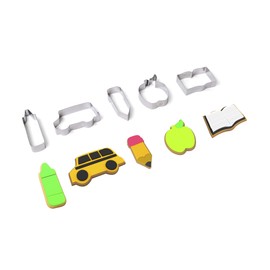 Fox Run - Juego de cortador de galletas para volver a la escuela, juego de cortador de galletas, lápiz, crayón, autobús, manzana, libro