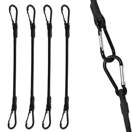 SDTC Tech 48 Inch Bungee Cord with Carabiner Hook | 4 Pack Superior Latex Heavy Duty Straps Strong Elastic Rope Locks onto Anchor Points of Luggage Rack/Cargo/Camping/RV/Hand Carts etc.