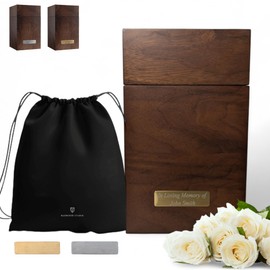 Redwood Studio Wood Cremation Urn for Human Ashes | Large Urns Memorial Box for Adult Male | Handmade Funeral Keepsake Urn | Up to 220 lbs Cremains Capacity | Includes Bag and Engraving Plaques |