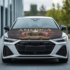 Gearider Patriotic Eagle Car Hood Cover Elastic Fabrics Car Hood Cover Protector 250 Years of Freedom Vehicles Decorate Engine Easy to Install and Clean Cars Decor Accessories Fit Most Cars