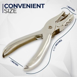 Emraw Silver Metal Single Hole 1 line Paper 1/4 Inch Punchers Scrapbook Quick & Easy Heavy Duty Tool - 5 Sheet Capacity For Home, Office & School (2 Pack)