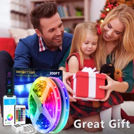 DAYBETTER Led Strip Lights 200 ft (2 Rolls of 100 ft) Ultra Long Smart Light Strips with App Voice Control Remote, RGB Music Sync Color Changing Lights for Bedroom, Kitchen, Party,Home Decoration