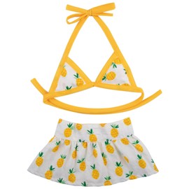 Dog Bikini Swimsuit Summer Puppy Bathing Dress Beach Clothes Cat Costume for Puppy Dog Cat Pineapple M