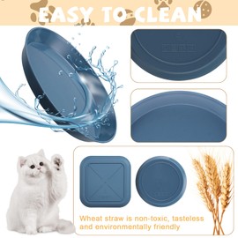 8-Piece Cat Food Bowl Set - Shallow Dish for Wet Feeding, Fatigue Relief, Round & Square Bowls for Cats & Small Dogs