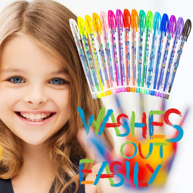 Stitch 16 Piece Glitter Pen Body Art Set, Glittery and
