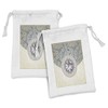 Lunarable Diamonds Fabric Pouch Set of 2, Oriental Floral Diamonds