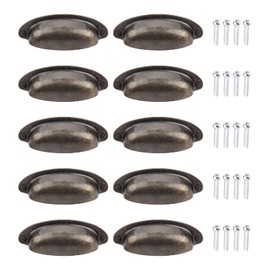 Cup Pull Handles, Yetaha 10Pcs Vintage Shell Cup Handles Semicircle Knobs Pull Handle Ear-Like Zinc Alloy Cabinet Drawers Door Semicircle Pulls 108*40mm Antique Bronze