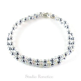 Ronotico jnk-31 Magnetic Necklace, Stylish, Unisex, Rainbow Aura Crystal, Natural Stone, Silver925 Magnetic Clasp, Made in Japan