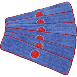CleanAide Spot Cleaning Twist Yarn Microfiber Mop Pad with Scrubber 18 Inches Red 6 Pack