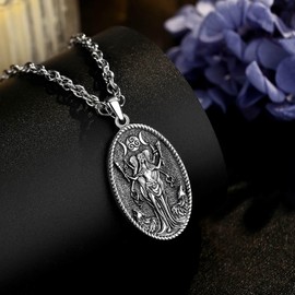 CELESTIA Hecate Necklace for Women 925 Sterling Silver Hekate Necklace Triple Moon Pendant Witchy Wiccan Necklaces Protection Pagan Amulet Jewelry-24 Inch