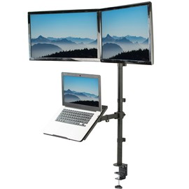 VIVO Laptop and Dual 13 to 27 inch LCD Monitor Stand up Desk Mount, Extra Tall Adjustable Stand, Fits Laptops up to 17 inches, Black, STAND-V012L
