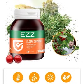 EZZ Vitamin C Capsules, Immune System Booster for Adults, Supports Collagen Formation, Contain Ascorbic Acid, Elderberry Extract, Cherry Extract, Zinc, Healthy Support Supplement