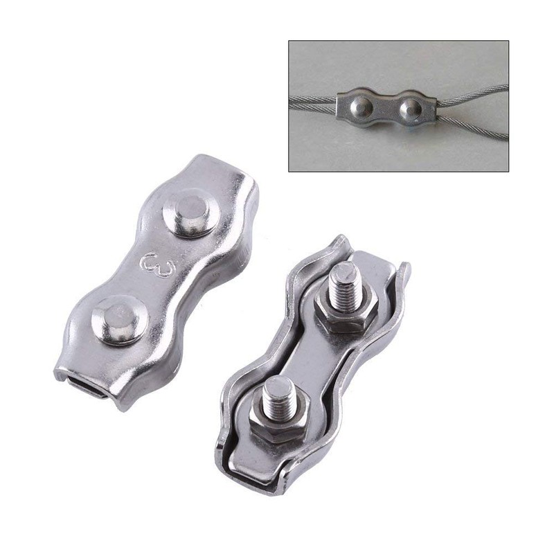 Pack of 10 Wire Rope Clips 3 mm M3 Duplex