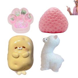 4 PCS Taba Squishy Kit, Taba Squishy Strawberry, Strawberry Squishy, Taba Squishy Paw, Taba Squishies, Taba Squishy, Mini Animals Stress Relief Toy