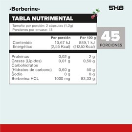 Berberina HCL Pura - Antioxidante - Sin Rellenos 5H8 NUTRITION