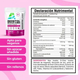 Inositol Myo D Chiro 40 1 Mujer Magnesio Zinc Folato D3 Lima Limon 60 Porciones Amarte Labs                                                           