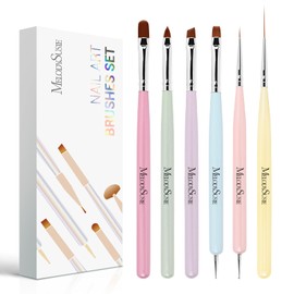 MelodySusie Nail Art Brushes Set,6pcs Nail Art Design Pen Painting Tools with Extension Gel Brush, Polish Brush, Builder Brush,Liner Brush, Carved Brush, and Dotting Pen for Home DIY Salon Use