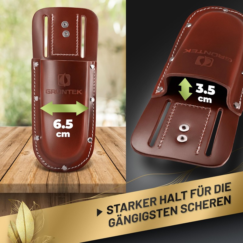 GRÜNTEK Premium Pruner Holster Premium Burgundy Red Genuine Leather Secure