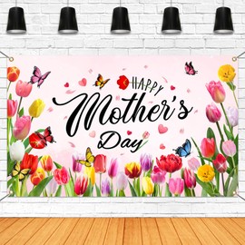 Mocsicka - Bandera grande para el día de la madre, decoración del día de la madre, decoración del día de la madre, para decoración del hogar, suministros de fiesta para fotografía (rosa, 70 x 43