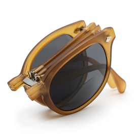VITENZI Foldable Bifocal Sunglasses for Men and Women - Folding Reader Sunglasses - Retro Reading Sun Glasses with Built In Readers - Fano in Crystal Brown 2.00