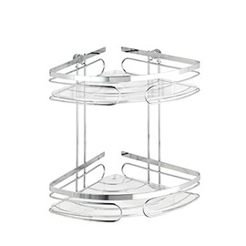 Wenko Premium 20412100 Wall-Mounted Corner Shelving Unit with 2 Shelves Stainless Steel