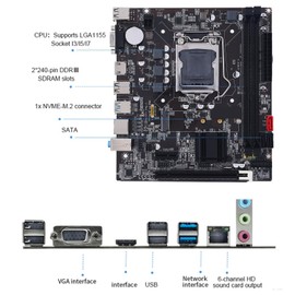 B75 Motherboard, LGA 1155 Motherboard with 2 X 8GB DDR3 Memory Slots, M.2 Nvme NGFF Interfaces, ATA3.0 and ATA2.0 Ports, PCIe for Core I3 I5 I7 for Xeon E3 V2 for Pentium