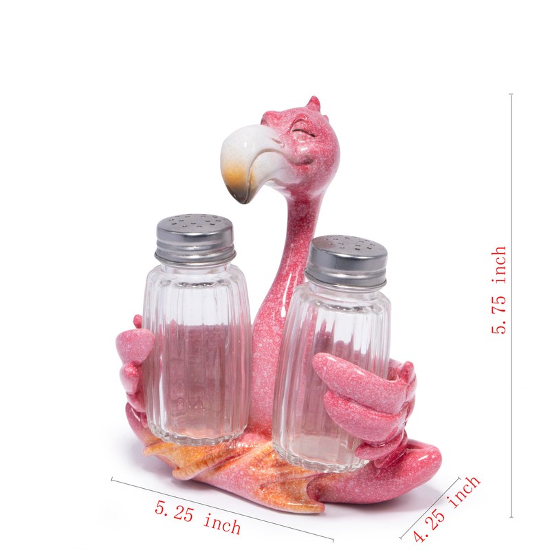 Hodao Flamingo Figurines Decorations with Salt and Pepper Shaker Flamingo