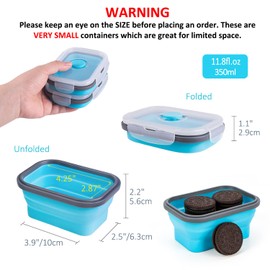 Annaklin Collapsible Food Storage Containers with Lids & Vent, 11.8 oz, Kitchen Stacking Silicone Collapsible Meal Prep Container Set for Leftover, Microwave Freezer Dishwasher Safe, Blue Small 4 Pack