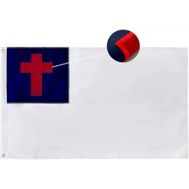 Embroidered Large Christian Flag 6x10 Ft Heavy Duty Waterproof Polyester Outdoor Cross Jesus Flags with 3 Brass GrommetsColor: 6x10 feet, Size: 6x10ft
