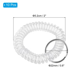 PATIKIL Spiral Wrist Coil Keychain, 10 Pack Plastic Stretchable Wristband Wristlet Key Ring Holder for Outdoor Sport Gym Pool Sauna, Clear White