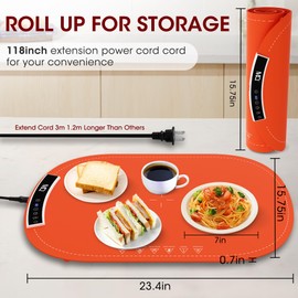Warming Mat for Food Extra Large Extra Large Portable Food Warming Mat for Buffet Roll Up Electric Warming Trays for Food (Red with white)