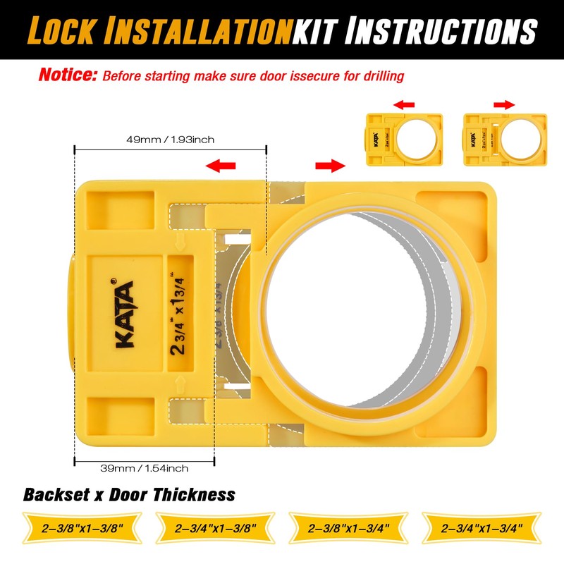 KATA 1-3/8" - 1-3/4" Door Lock Installation Set with Guide
