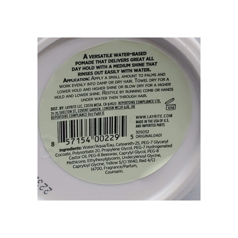 LAYRITE DELUXE Hair Original Pomade 4.25 oz Med Hold Med