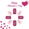 Valentine's Day Heart Press on Nails Short Square Rose Red