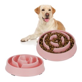 2 x Anti Sling Bowl, Feeding Bowl for Dogs, 400 ml, Slow Eating, Dog Bowl Dishwasher Safe, Dog Bowl, Pink (2)