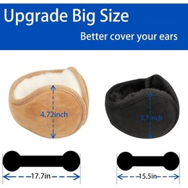 Men Earmuffs for Winter Big Cover Foldable Ear Warmers Outdoor Warm Women Adjustable Ear muffs - Color: Black
