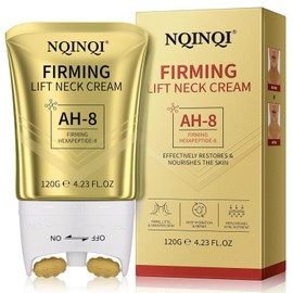 NQINQI AH-8 Firming Neck Cream with Roller - Lifts, tightens and softens sagging skin, reduces wrinkles and hydrates for a youthful neck 4.23 Fl Oz / 롤러가 포함된 NQINQI AH-8 퍼밍 넥 크림 - 처진 피부를 들어 올리고 조이고 부드럽게 해주며 주름을 줄이고 젊은 목을 위한 수분 공급 4.23 Fl Oz