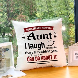 Yufansd Aunt Auntie Gifts Cushion Cover Gift for Aunt from Niece Nephew Pillow Cases with Sayings Gift for Aunt Birthday Christmas Daily Decoration Cushion Covers 45x45 cm (Aunt)