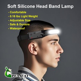 Headlamps Rechargeable 4 pcs, 230° Wide Beam Head Lamps LED Rechargeable Motion Sensor for Adults, Battery Powered Bright Forehead Headlamp with USB C, 5 Modes, Waterproof, Lightweight for Camping