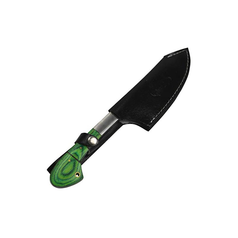 TheBoneEdge 11" Chef Kitchen Knife Green Packawood Handle Stainless Steel