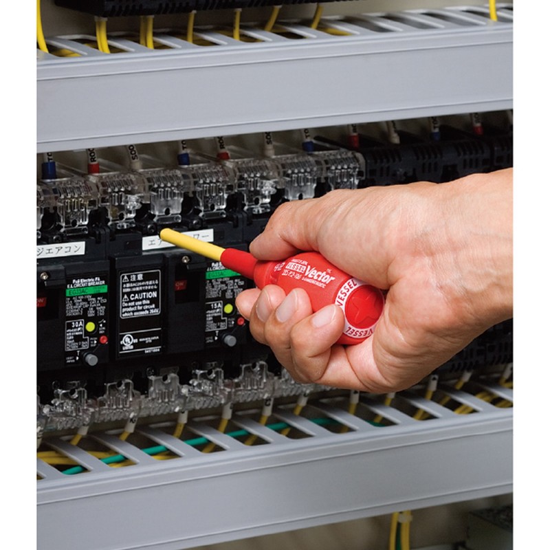ベッセル(VESSEL) ベクトル 電工用ドライバー 軸カバー付 +2×100 285