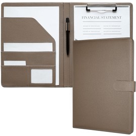 Binder A4 Clipboard Folder, Bi-Fold PU, Conference Pad Clip File, Desk Pad Signature Folder, A4 Document Folder, For Contract Signs, Office Supplies, Office Supplies (Tan)