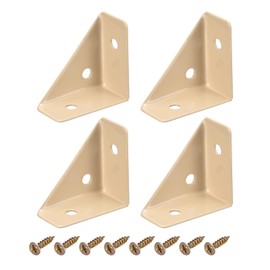 uxcell 4Pcs Angle Corner Brackets 38mm x 38mm, Cold Rolled Steel Braces Joining Support with Screws for Desk Bed Edge (Khaki)