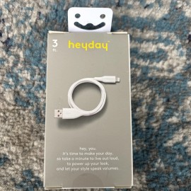 heyday Lightning to USB-A Round Cable MFi certified 3FT WHITE